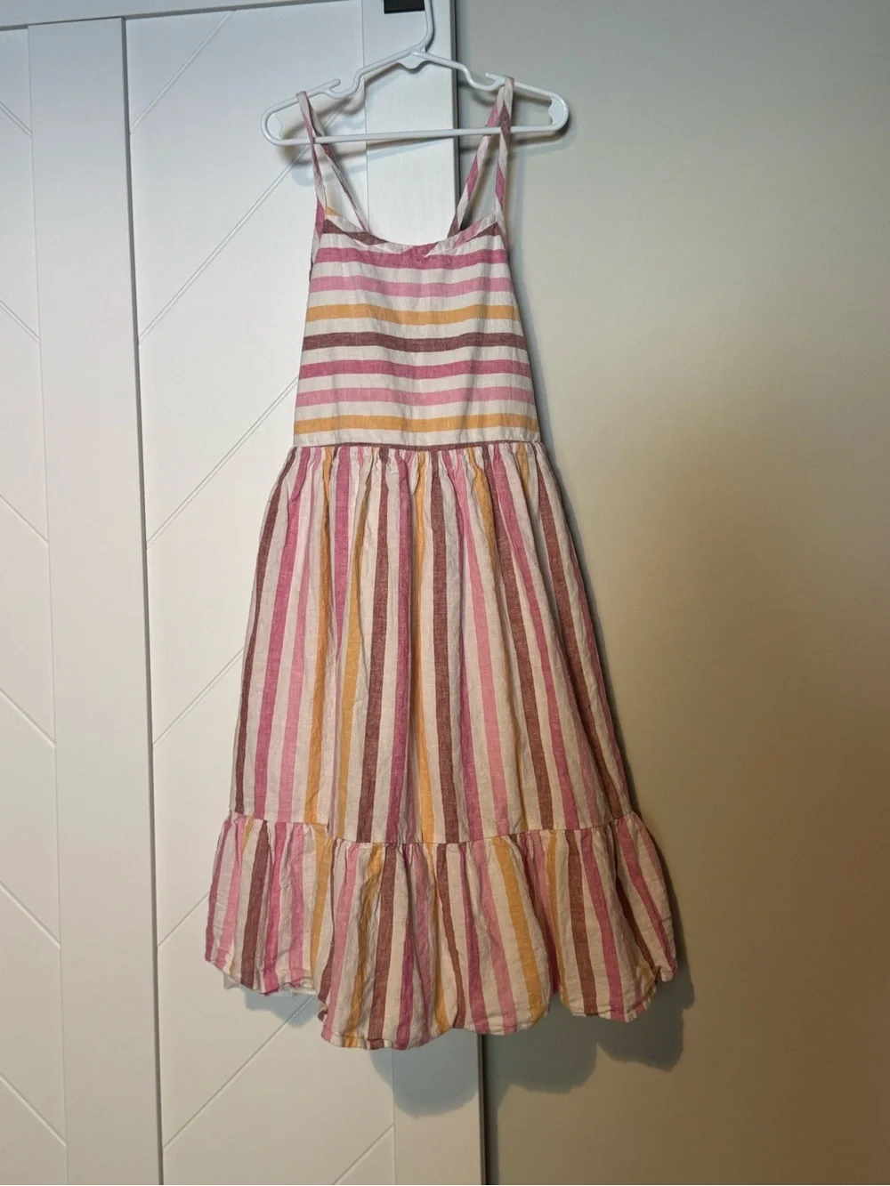 Gap Kids Girls XL 12-13 Striped Linen Blend Tiered Dress